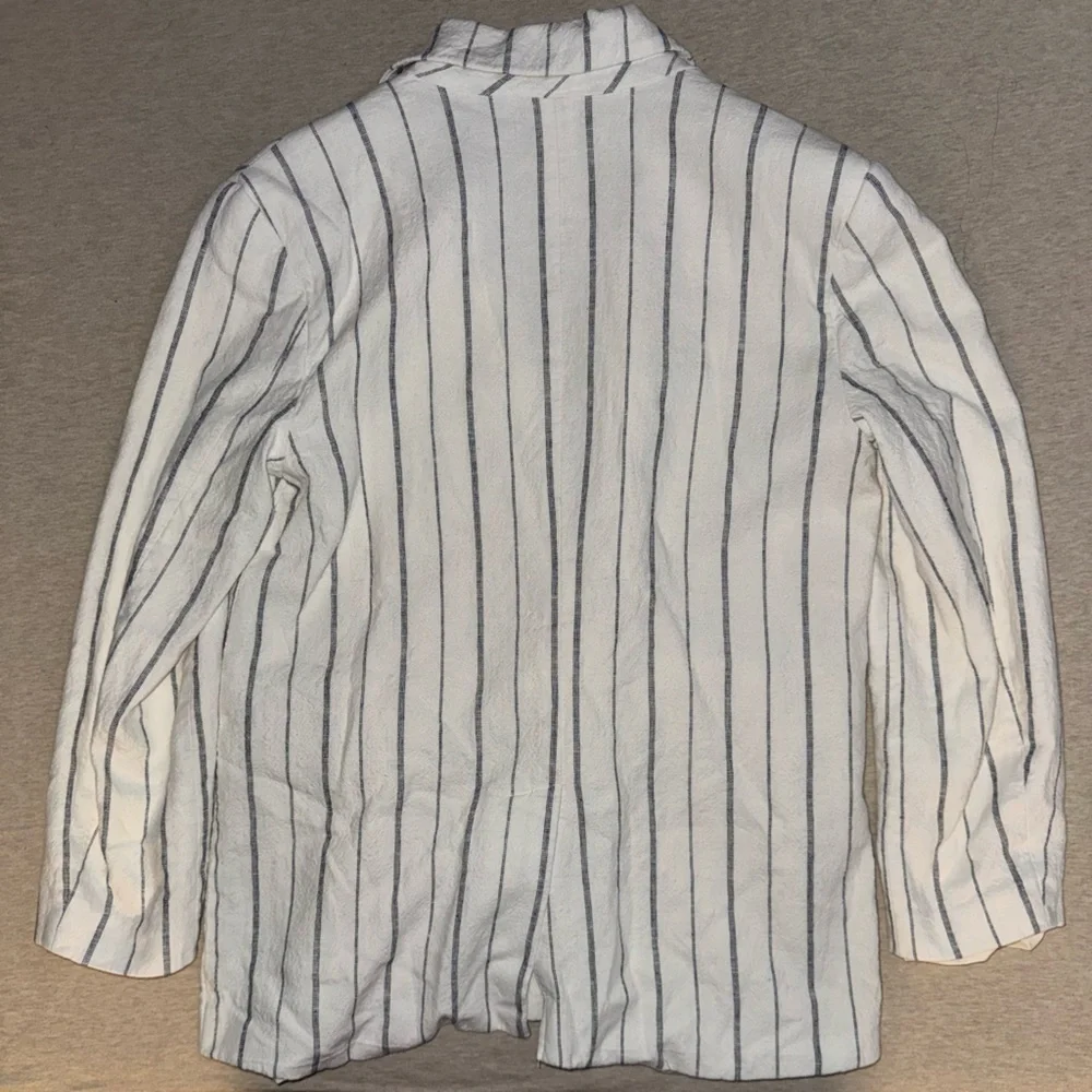 Pinstriped Linen-Look Blazer Jacket – Women’s XS